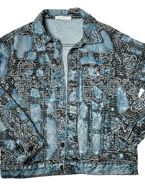 MNML Blue and Black Patchwork Bandana Denim Jacket